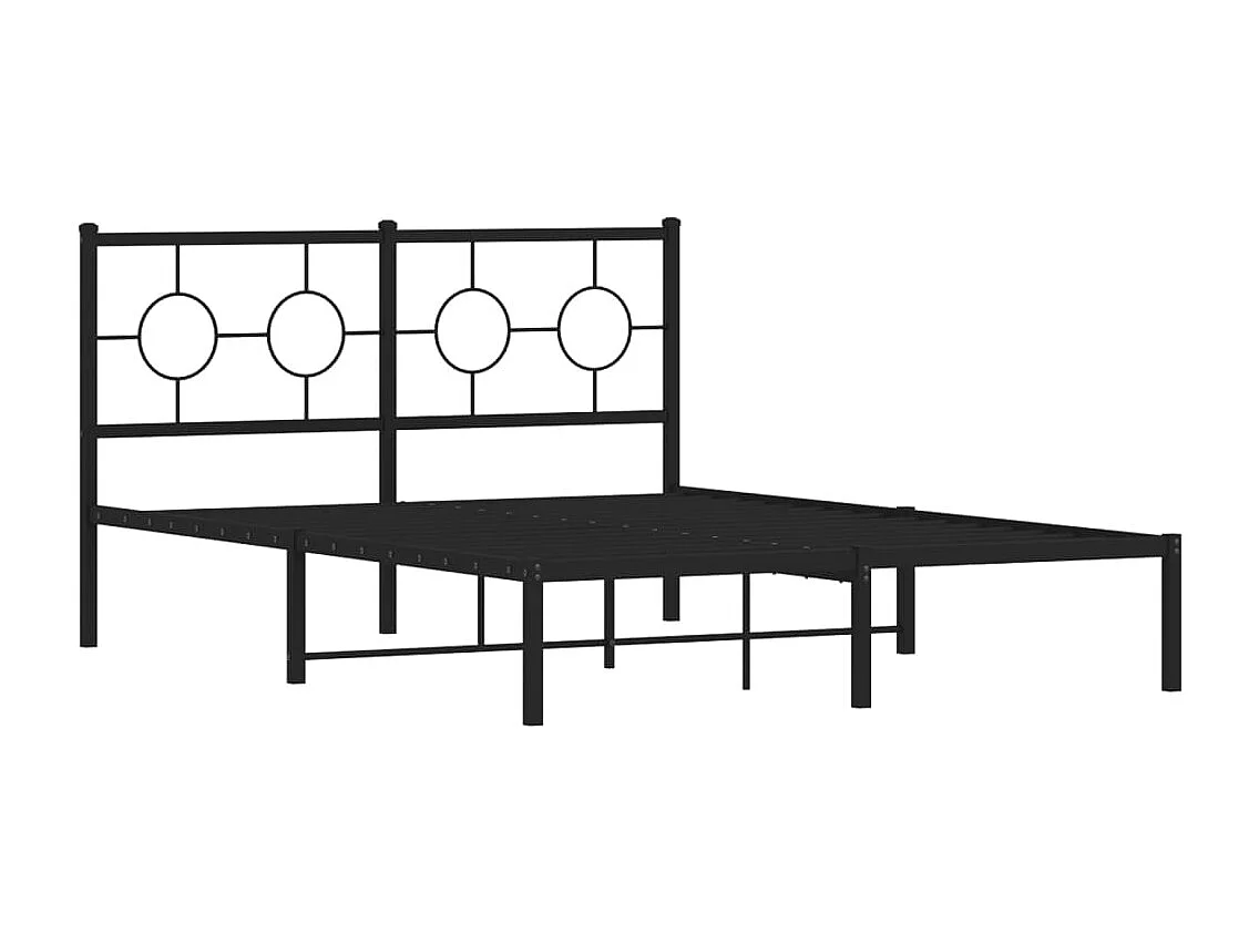 Lit double métal + tête de lit noir 135x190 cm FR33212