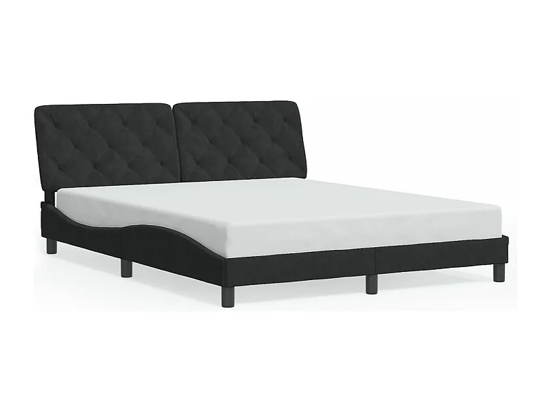 Cama c/ luzes LED 160x200 cm veludo preto PT374822
