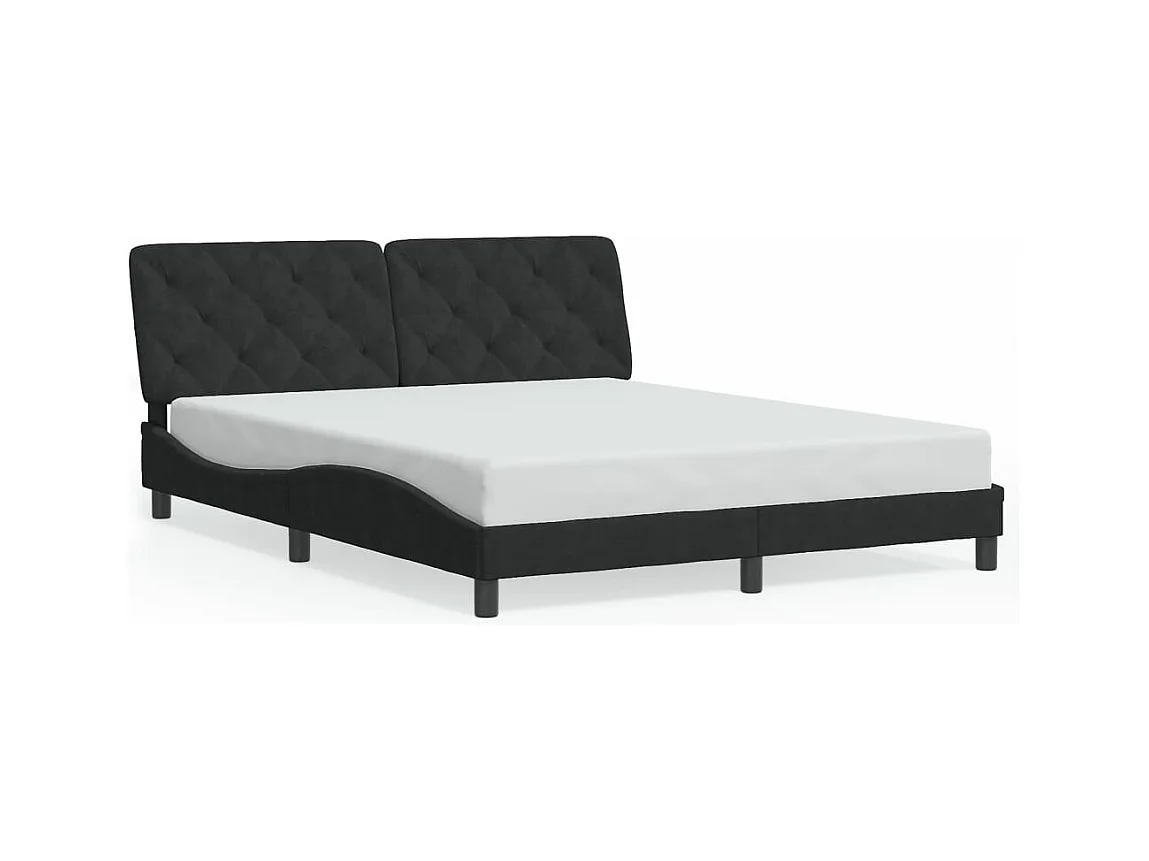 Lit double avec lumières LED noir 160x200 cm velours FR36758
