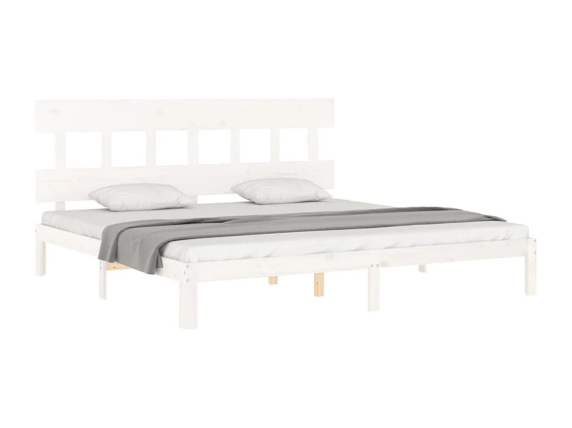 Lit double + tête de lit blanc 200x200 cm bois massif FR22799