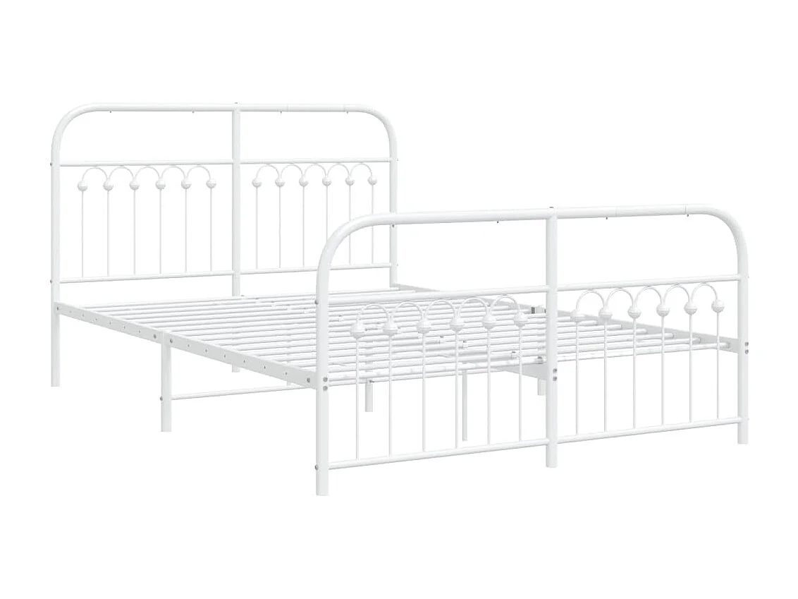 Lit double métal + tête de lit/pied de lit blanc 137x190cm FR97785