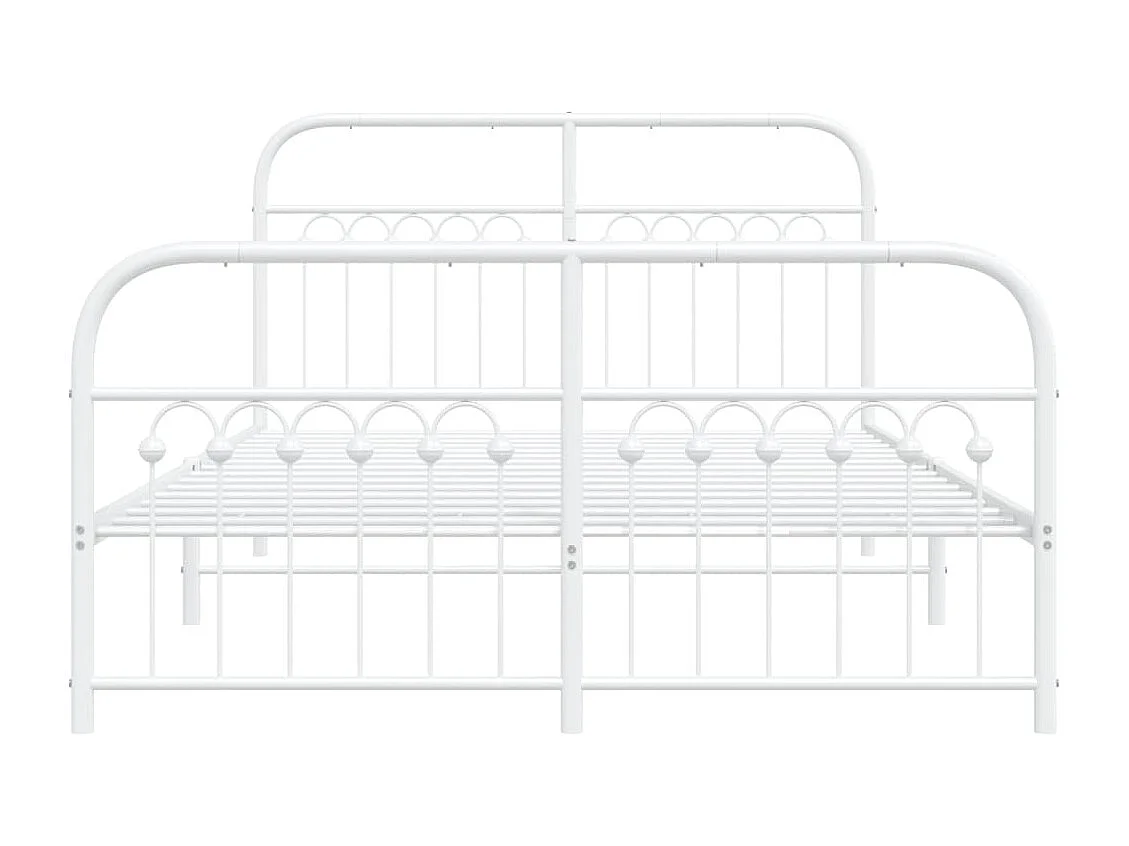 Lit double métal + tête de lit/pied de lit blanc 137x190cm FR97785