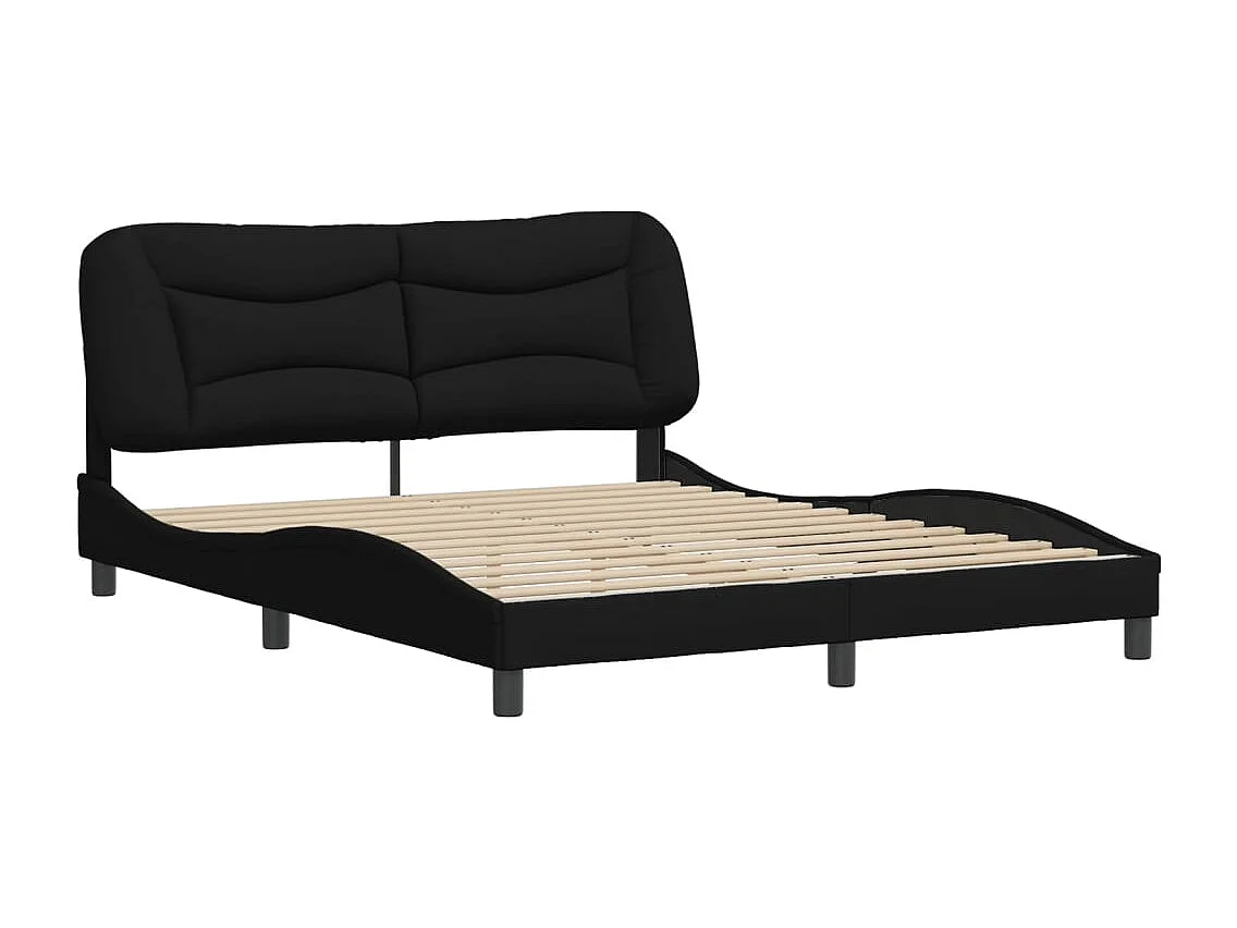 Cama 160x200 cm tecido preto PT901425