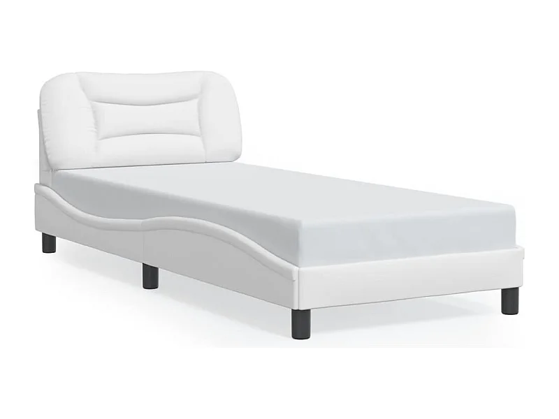Cama 90x200 cm - con luces LED cuero sintético blanco ES646386
