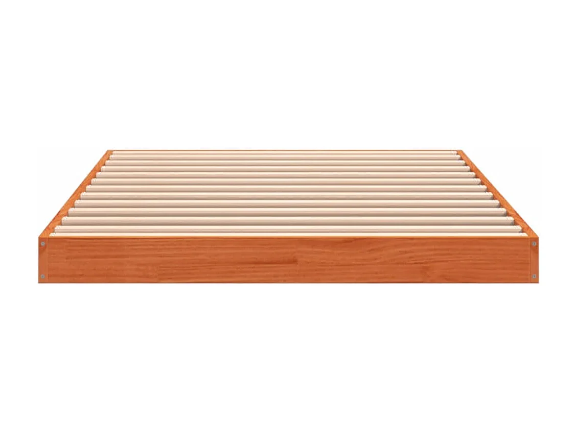 Lit simple cire marron 90x190 cm bois de pin massif FR69066