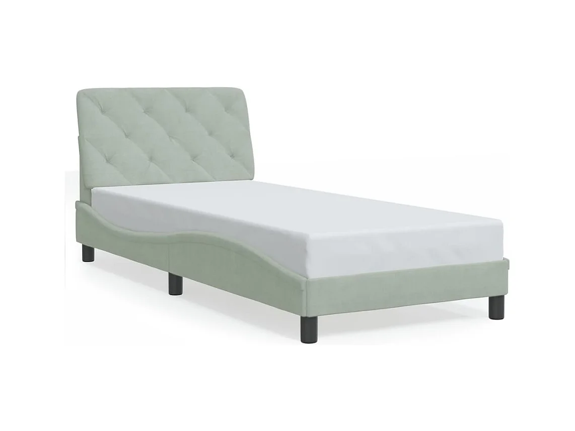 Cama 90x200 cm - con luces LED terciopelo gris claro ES201189