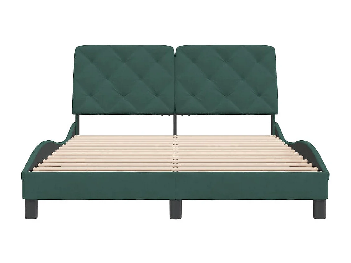 Lit double + tête de lit Vert foncé 120x200 cm Velours FR27588
