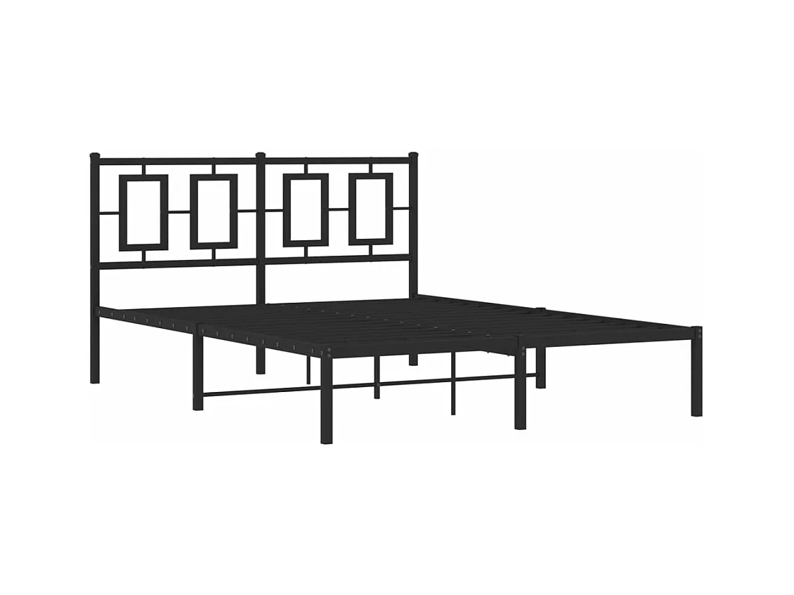 Cama matrimonial- 140x190 cm con cabecero metal negro ES479698