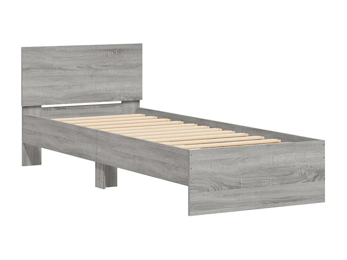 Lit simple tête de lit et lumières LED sonoma gris 75x190 cm FR75000