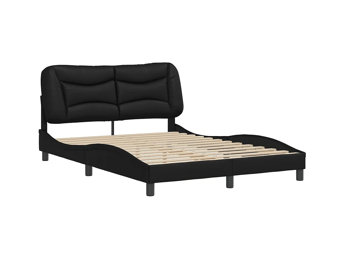 Cama matrimonial- 140x200cm con cabecero cuero sintético negro ES224928