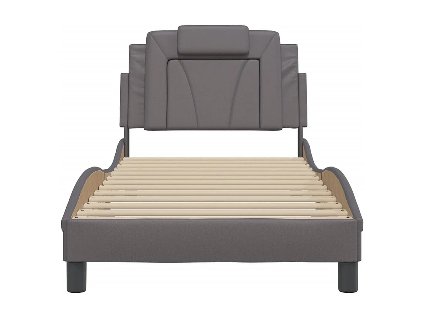 Bedframe met hoofdbord kunstleer grijs 80x200 cm BE768725