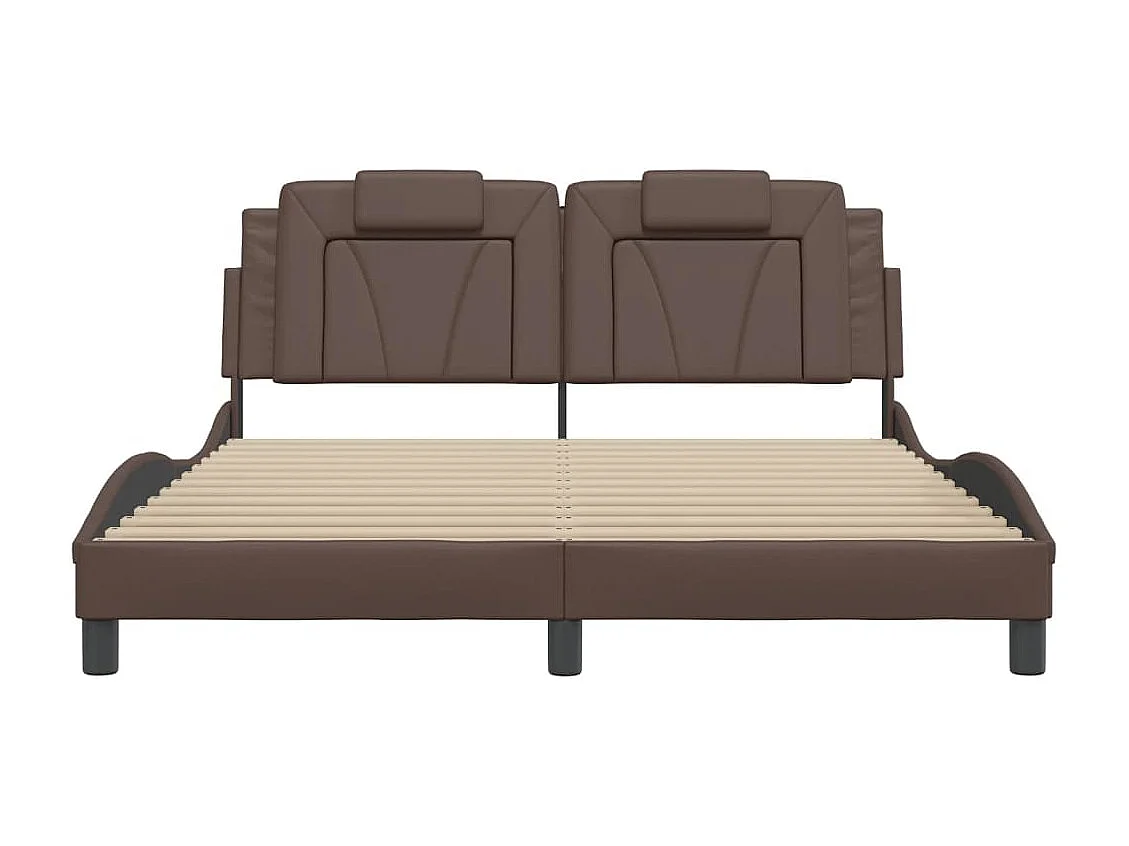 Lit double + tête de lit Marron 160x200 cm Similicuir FR18516