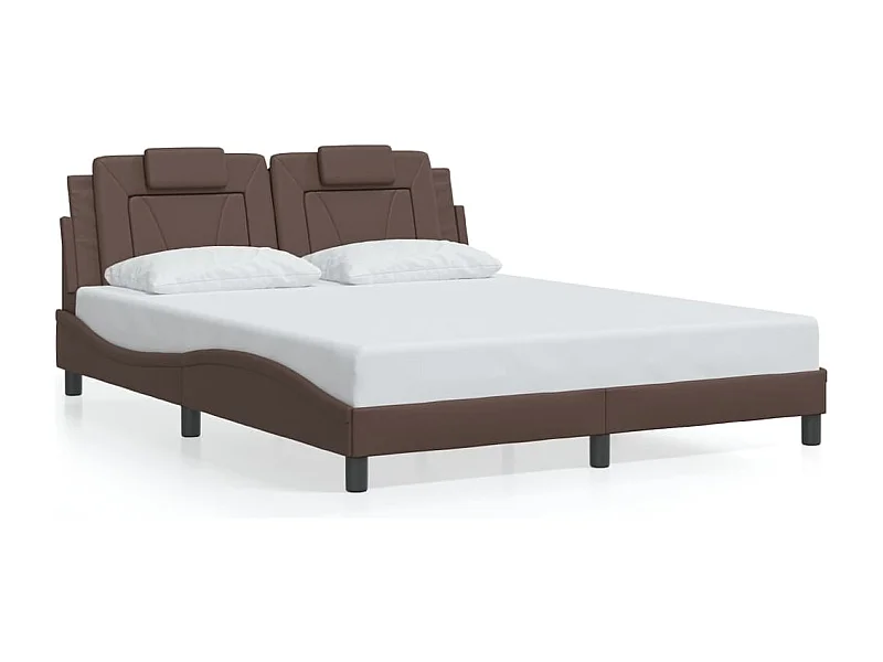 Bedframe met hoofdbord kunstleer bruin 160x200 cm BE668580