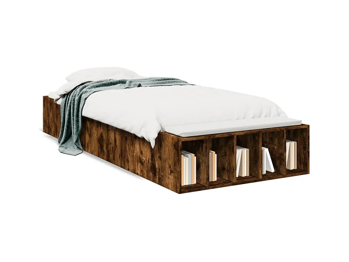 Cama 100x200 cm derivados de madeira carvalho fumado PT396114