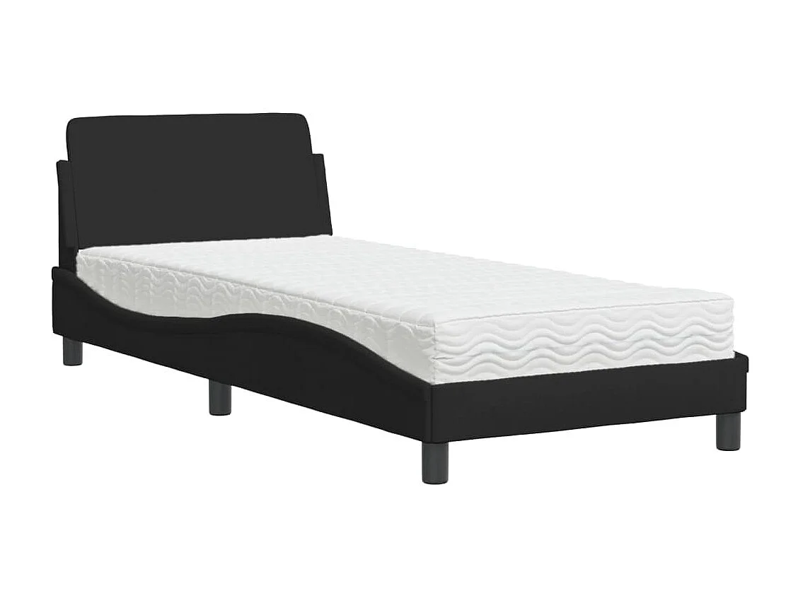 Cama 90x190 cm con colchón tela negro ES120828