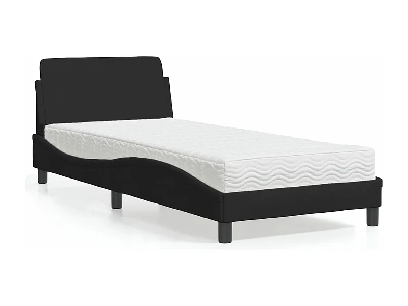 Bed met matras stof zwart 90x190 cm BE702134