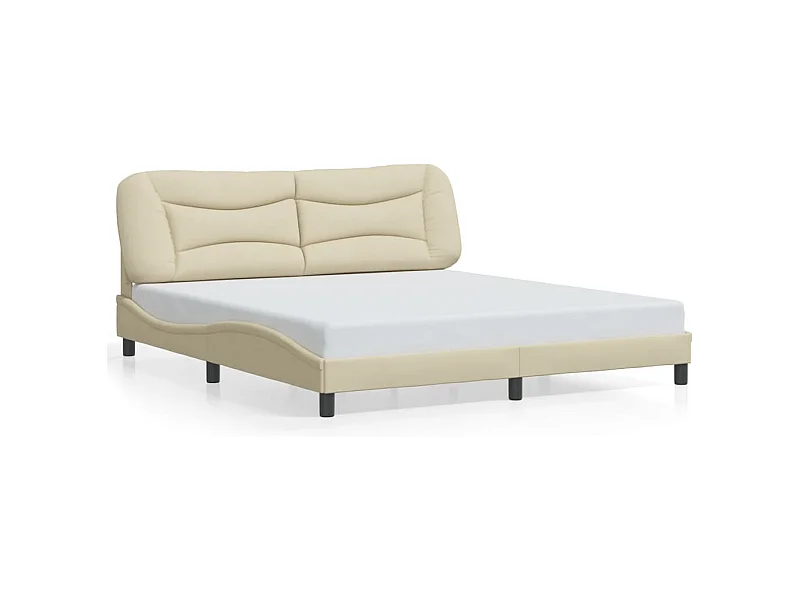 Lit double + tête de lit Crème 180 x 200 cm Tissu FR90001