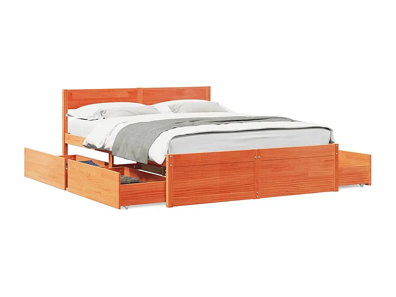 Bedframe zonder matras massief grenenhout wasbruin 160x200 cm BE434202