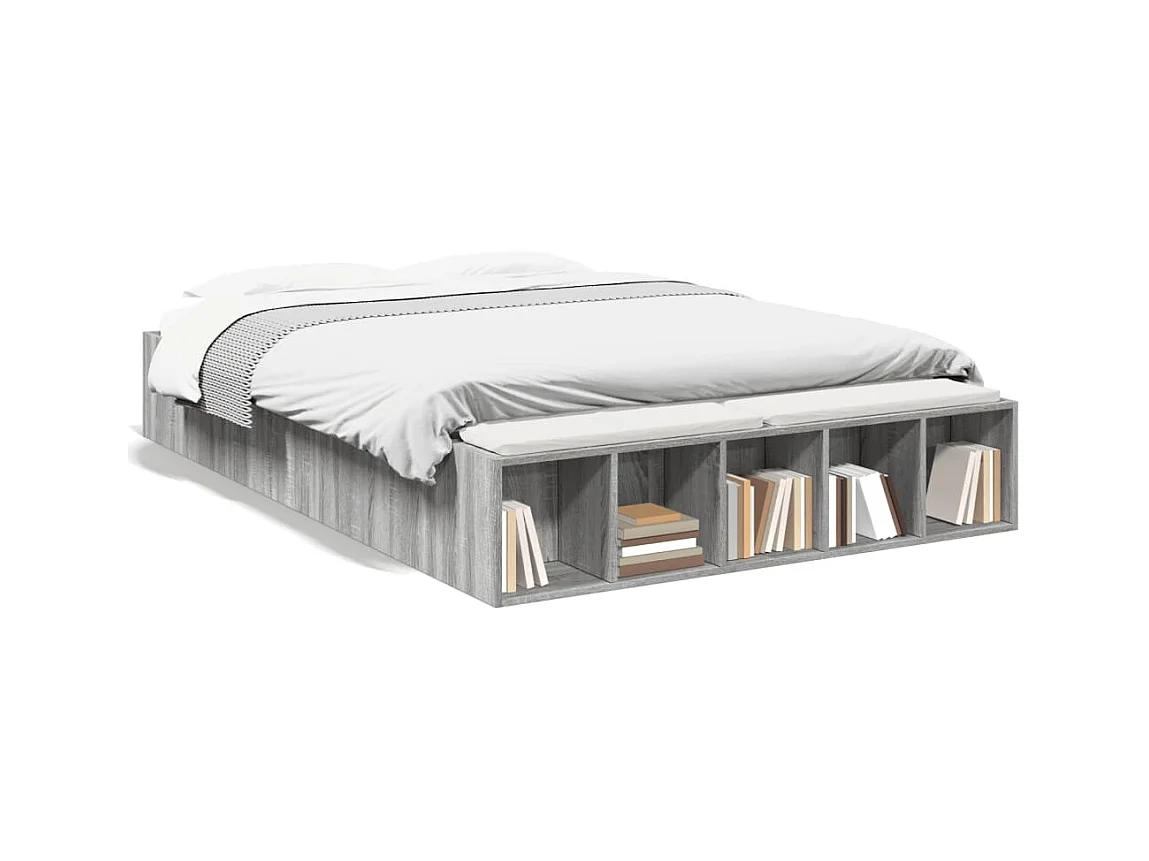 Lit double sonoma gris 140x190 cm bois d'ingénierie FR55120