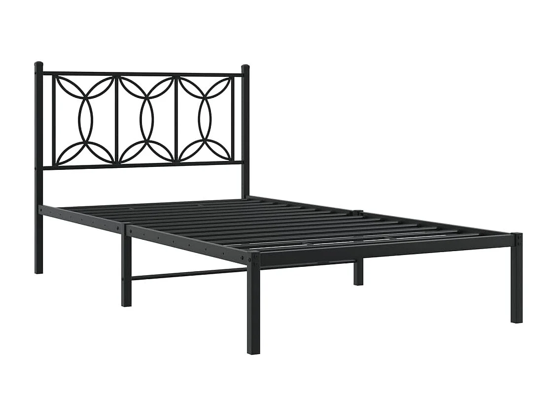 Bedframe met hoofdbord metaal zwart 100x200 cm BE643908