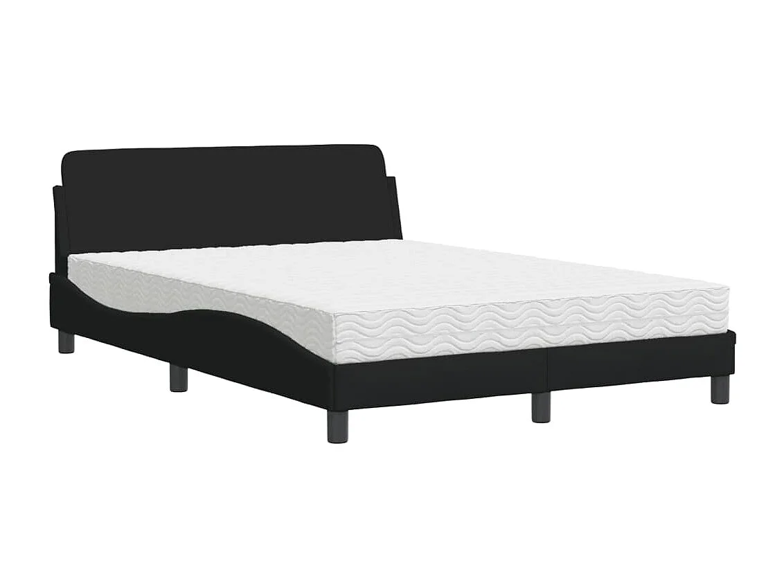 Lit adulte + matelas noir 140x200 cm tissu FR76401
