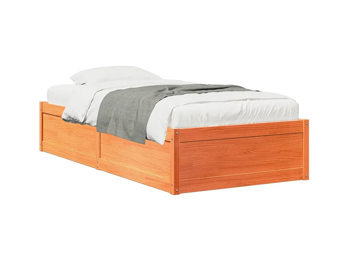 Lit simple cire marron 100x200 cm bois de pin massif FR46125