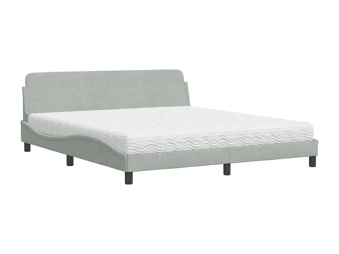 Lit adulte + matelas gris clair 180x200 cm velours FR43605