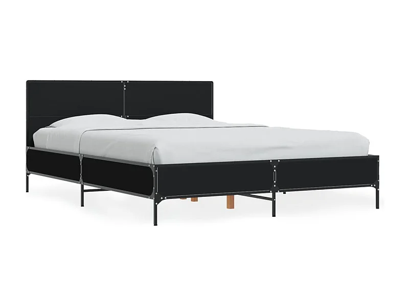 Cama 135x190 cm derivados de madeira/metal preto PT925411