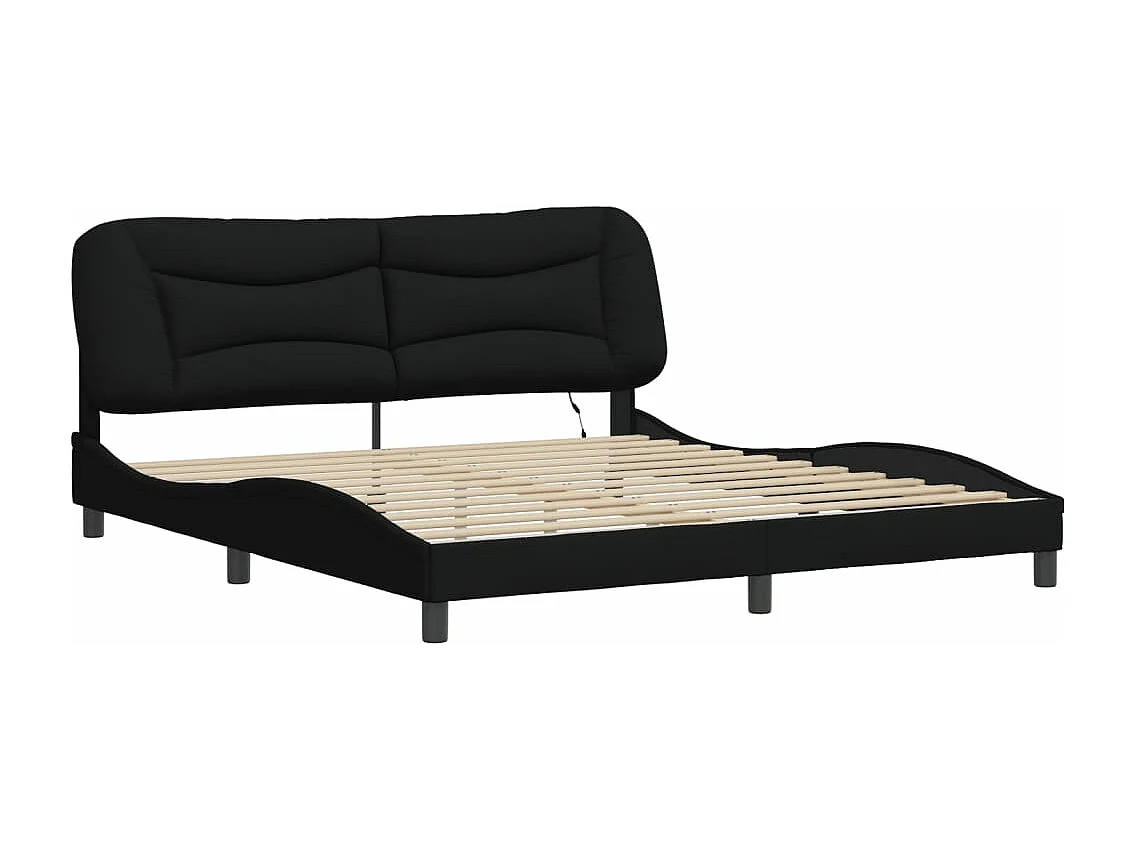 Lit double avec lumières LED noir 180x200 cm tissu FR52963