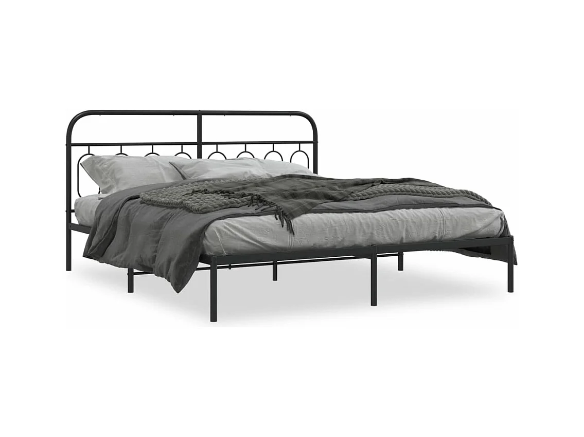 Cama matrimonial- 180x200 cm con cabecero metal negro ES387434