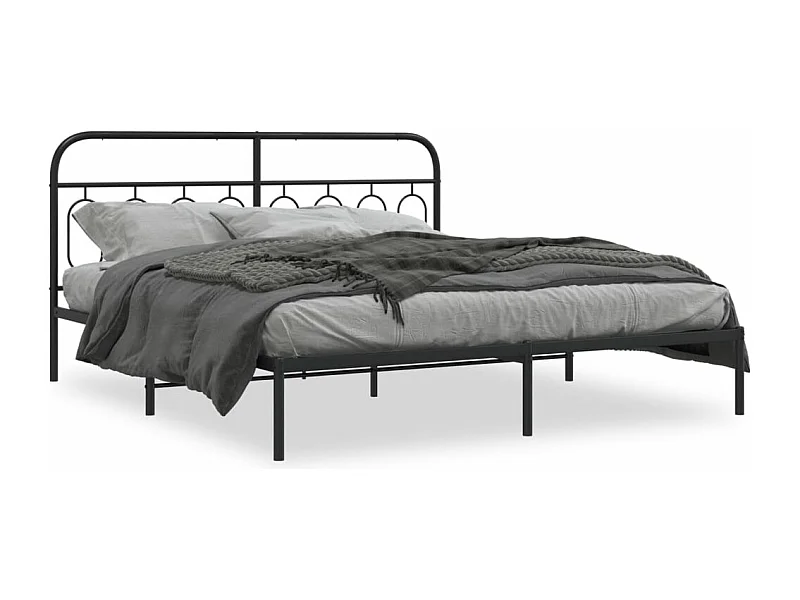 Cama matrimonial- 180x200 cm con cabecero metal negro ES387434