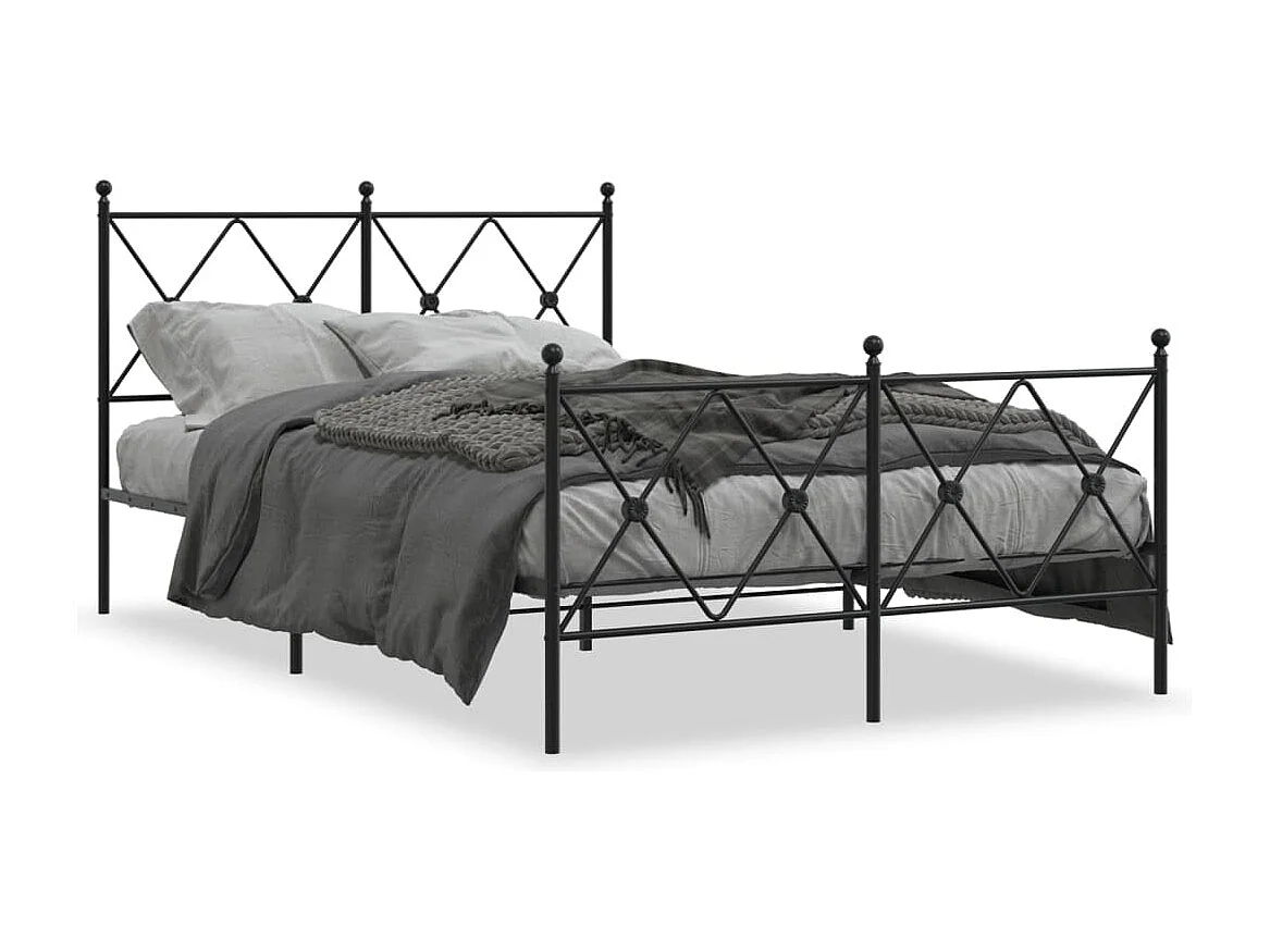 Cama matrimonial- 120x200 cm cabecero y estribo metal negro ES436539
