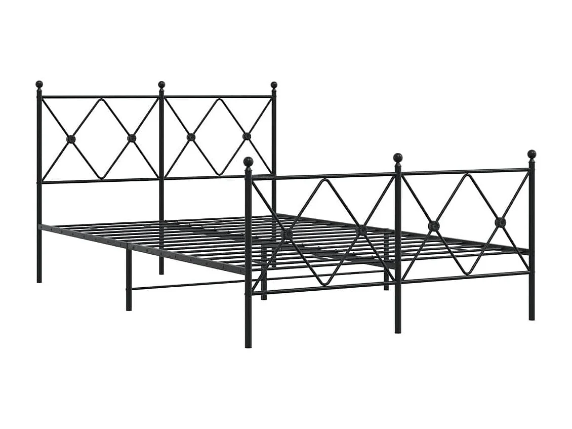 Cama matrimonial- 120x200 cm cabecero y estribo metal negro ES436539