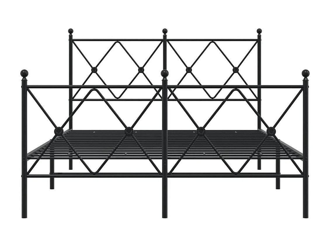 Cama matrimonial- 120x200 cm cabecero y estribo metal negro ES436539