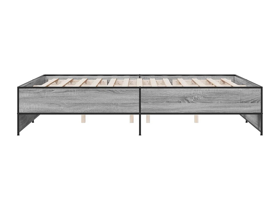 Lit double sonoma gris 160x200 cm bois d'ingénierie et métal FR99498