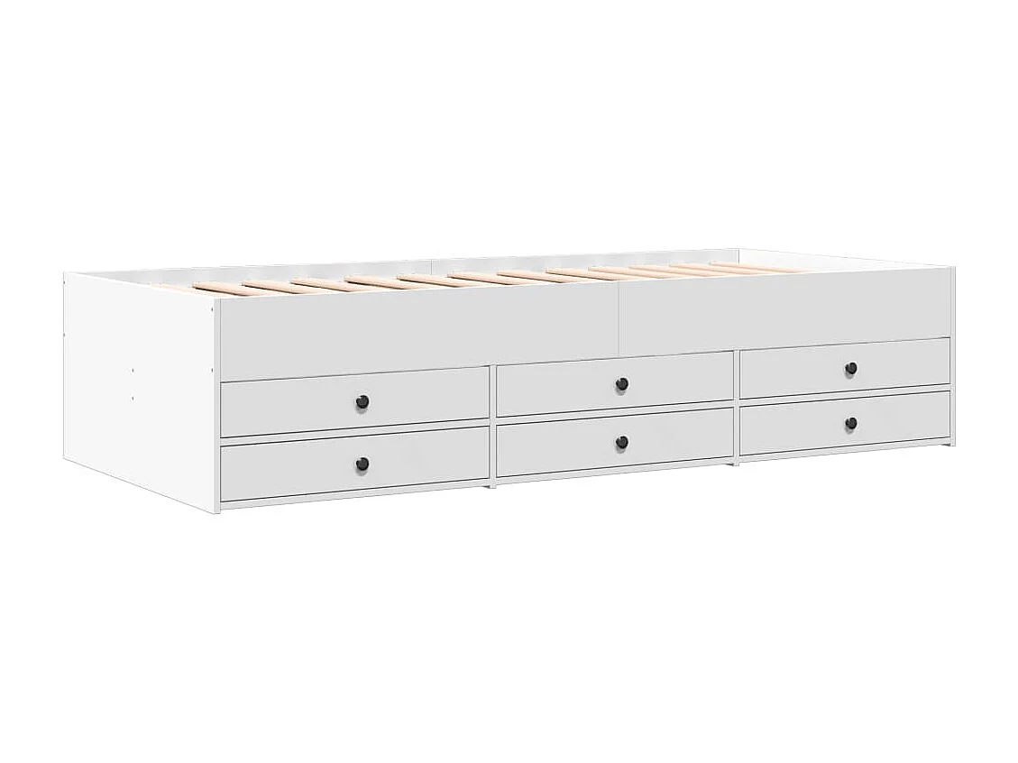 Cama individual - 90x200 cm con cajones madera de ingeniería blanco ES445906