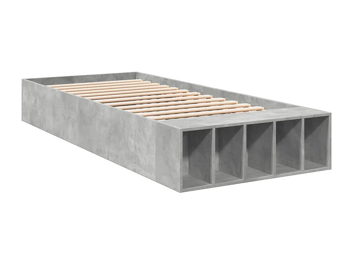 Lit simple gris béton 90x200 cm bois d'ingénierie FR52841
