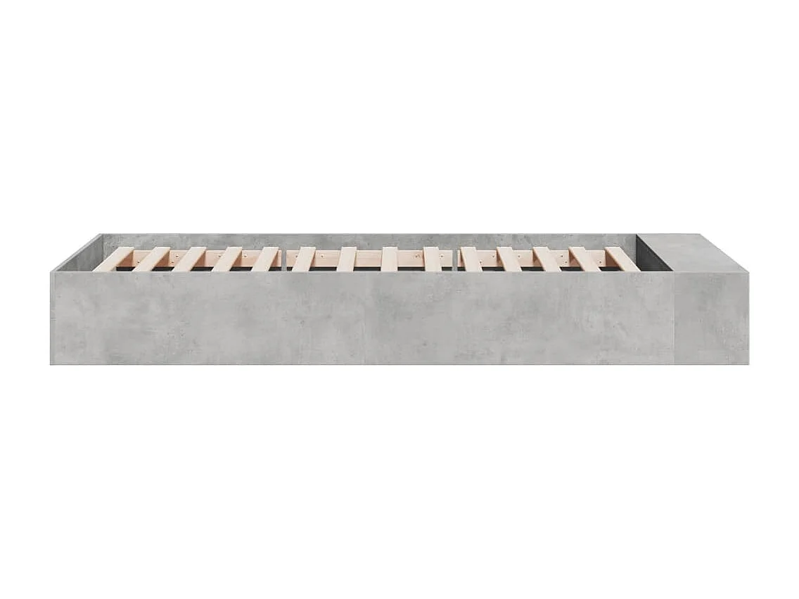 Lit simple gris béton 90x200 cm bois d'ingénierie FR52841