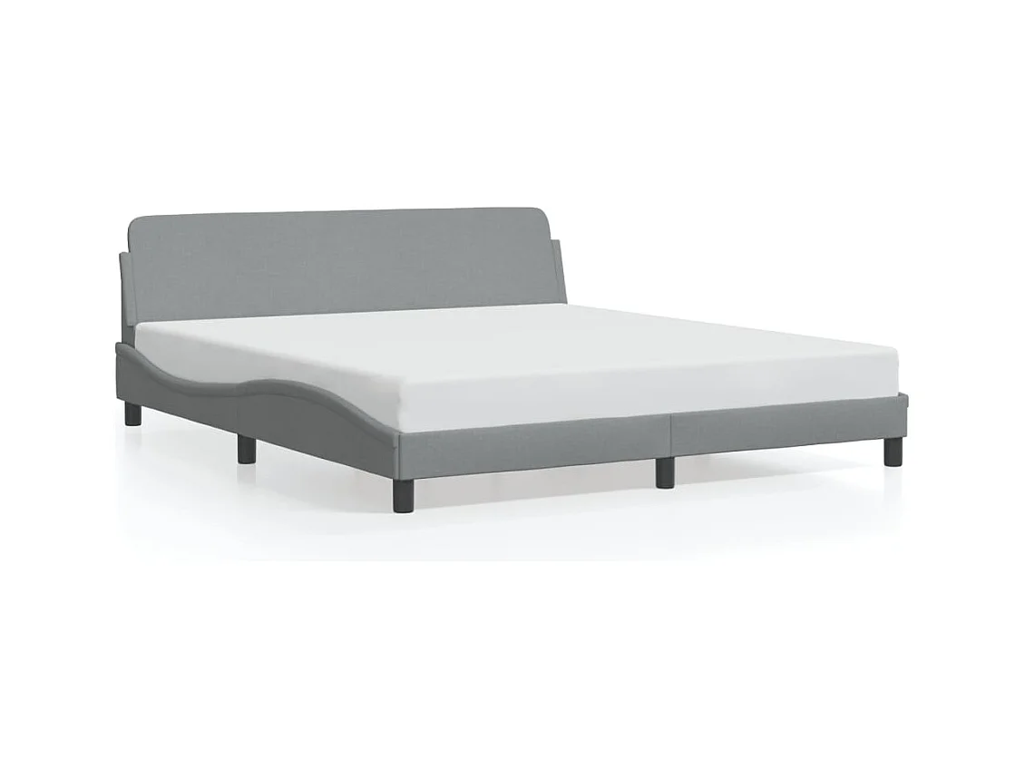 Lit double + tête de lit Gris clair 180x200 cm FR76381