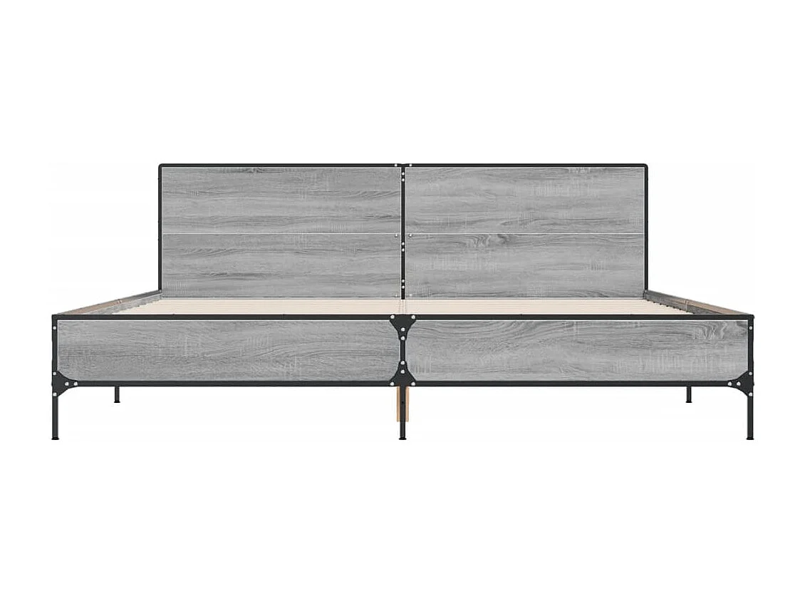 Lit double sonoma gris 200x200 cm bois d'ingénierie et métal FR88310