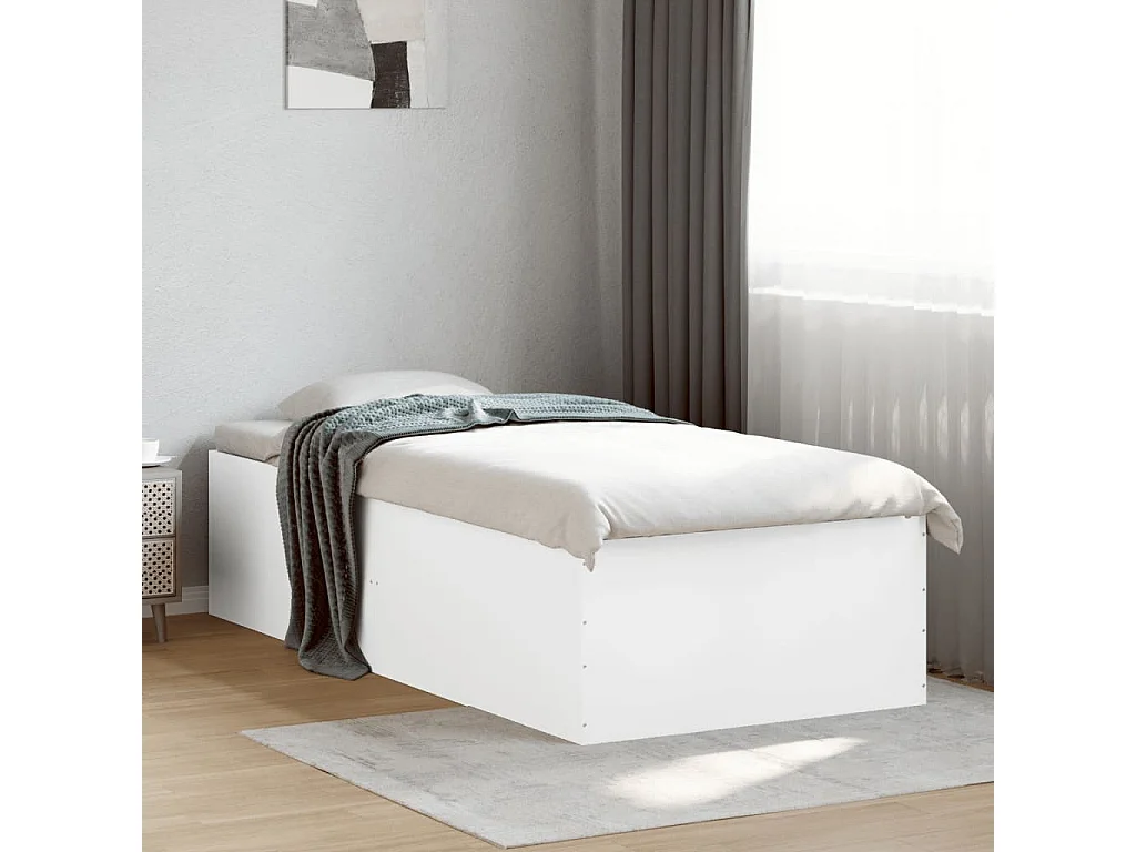 Cama individual- 90x190 cm madera de ingeniería blanca ES220301