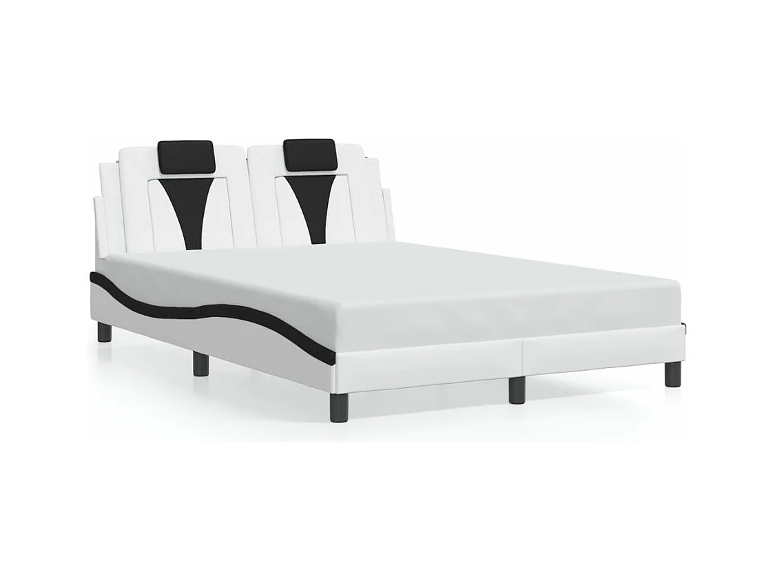 Lit double avec lumières LED blanc noir 140x190 cm similicuir FR58213