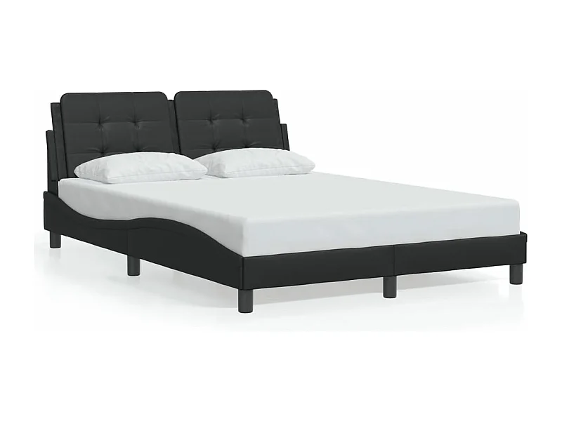 Cama 120x200 cm - con luces LED cuero sintético negro ES174342