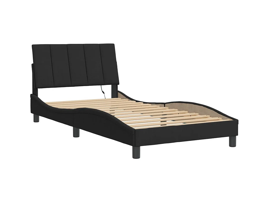 Lit simple avec lumières LED noir 100x200 cm velours FR20988