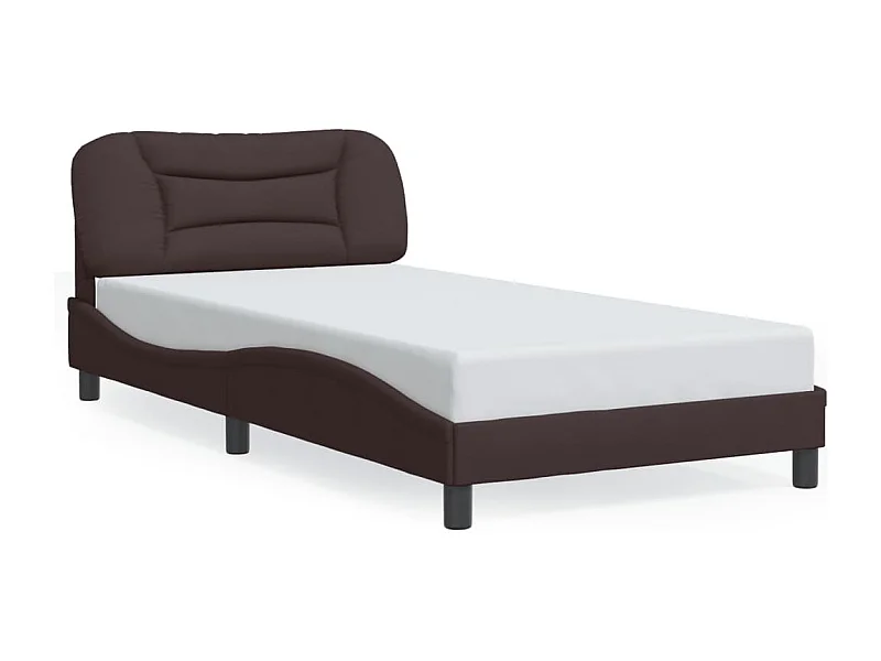 Cama c/ luzes LED 100x200cm tecido castanho-escuro PT977236