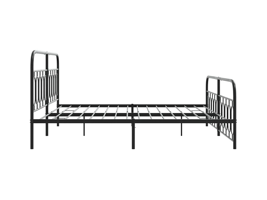 Lit double métal + tête de lit/pied de lit noir 200x200 cm FR56211