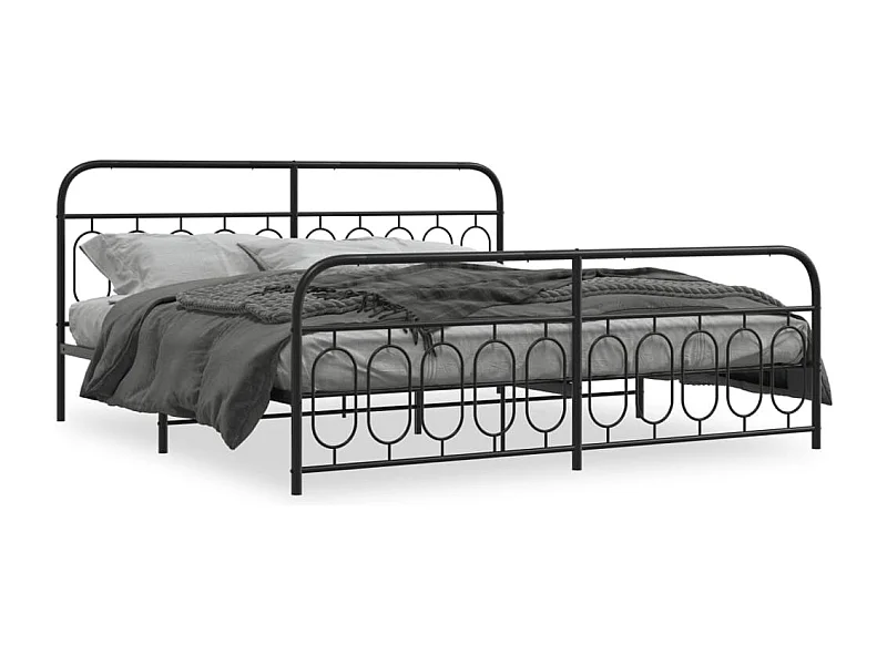 Bedframe met hoofd- en voeteneinde metaal zwart 200x200 cm BE729818