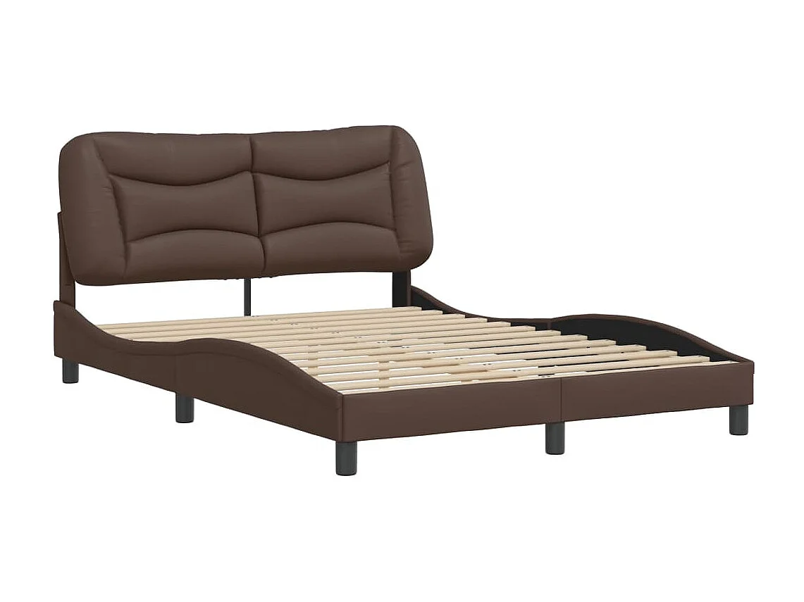 Cama c/ cabeceira couro artificial 140x190cm castanho PT503511