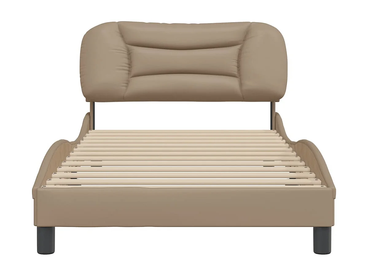 Lit simple + tête de lit Cappuccino 100x200 cm Similicuir FR30687