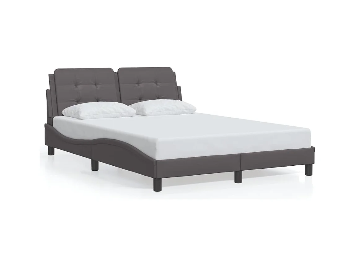Cama 120x200 cm - con luces LED cuero sintético gris ES760311